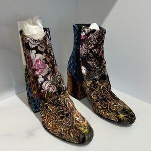Strategia Women’s Velvet Brocade Patchwork Ankle Boot - Size 38